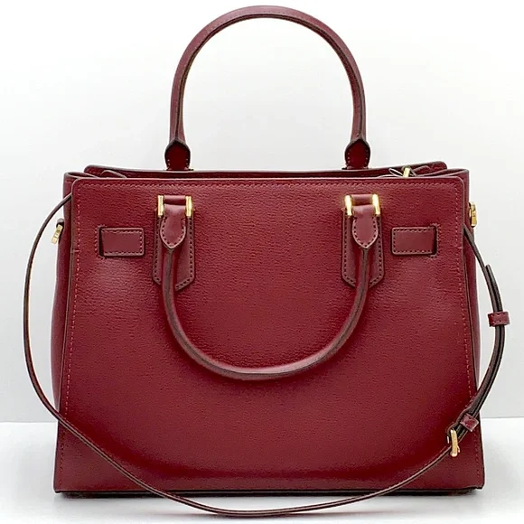Michael Kors Hamilton Meidum Satchel Shoulder Crossbody Bag Merlot color NWT - Picture 4 of 16
